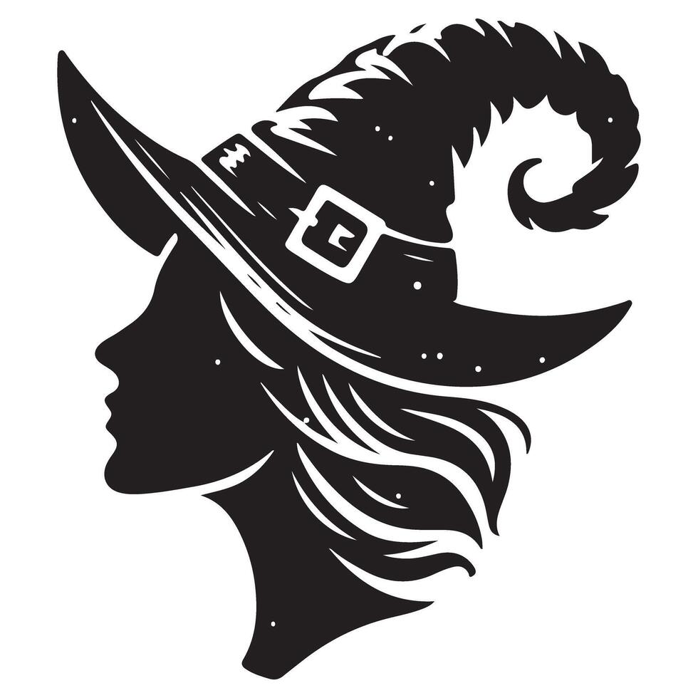 Elegant Witch Silhouette Art for Halloween Decoration and Design vector