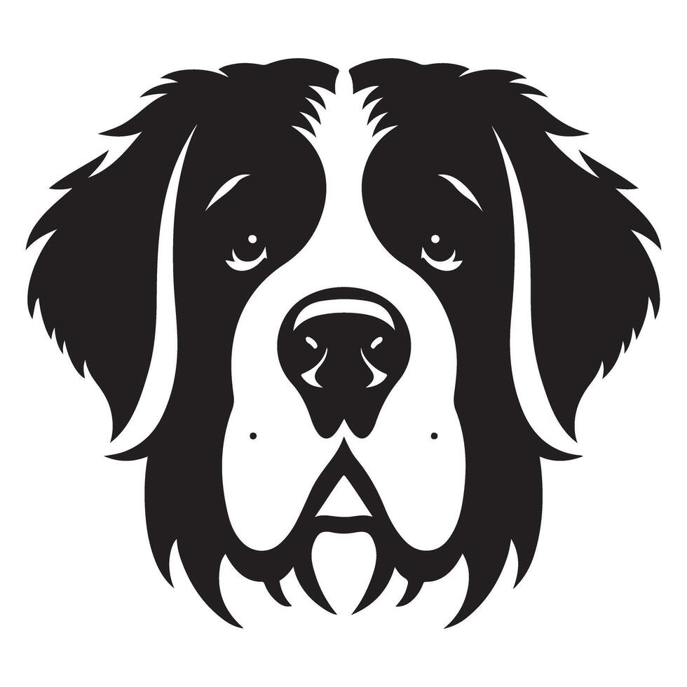 Majestic Saint Bernard Dog Head Silhouette Artwork Design vector