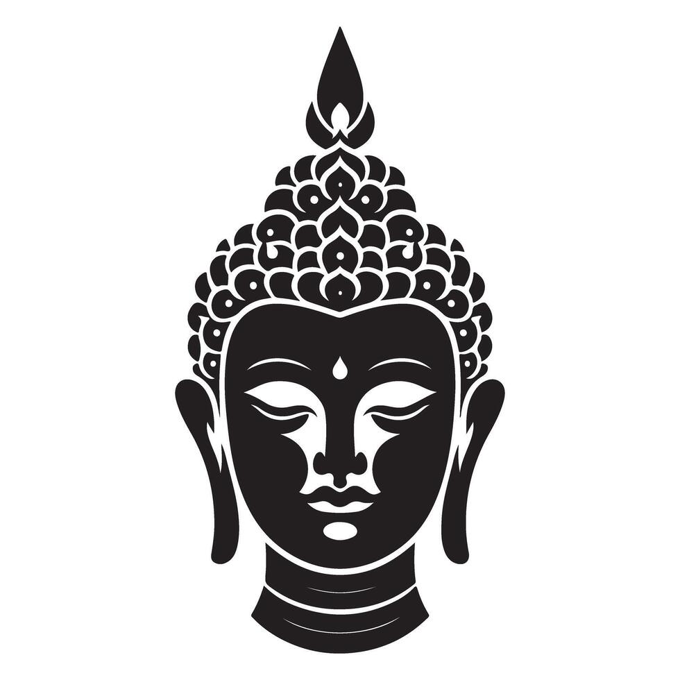 Buddha Head Illustration Serene Silhouette Religious Symbol Design vector