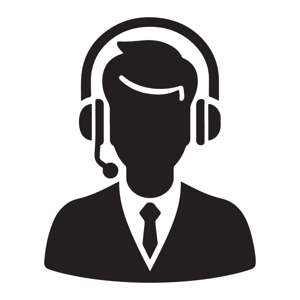 Silhouette Customer Service Support Professional Illustration Using Headset vector