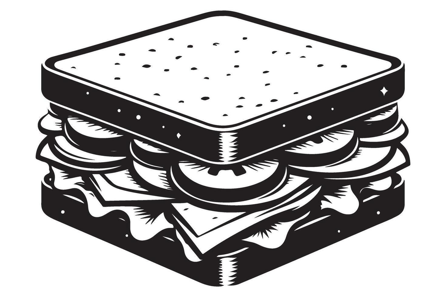 Delicious Sandwich with Fresh Ingredients Illustration for Lunch vector