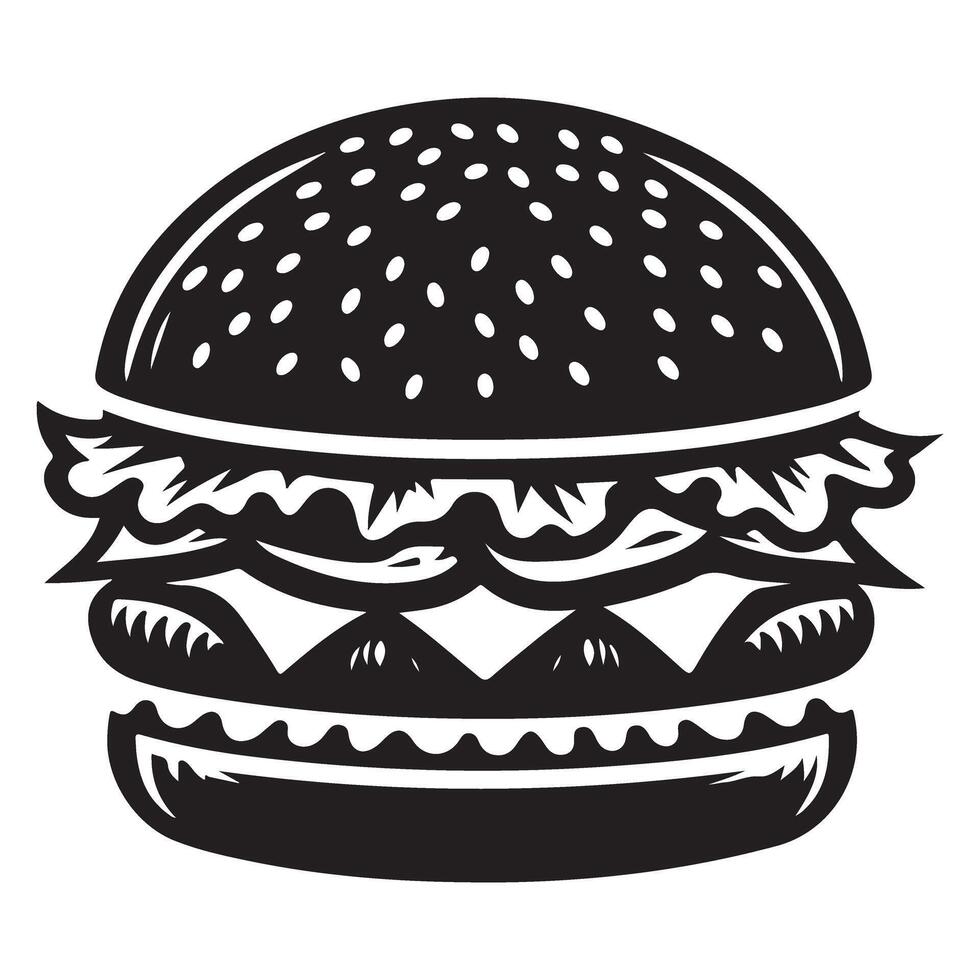 Classic Burger with all Toppings Illustration Detailed vector