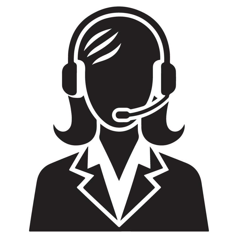 Professional Customer Service Representative Silhouette Support Illustration vector