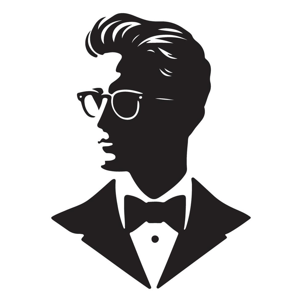 Silhouette of a Stylish Man with Bow Tie Art vector