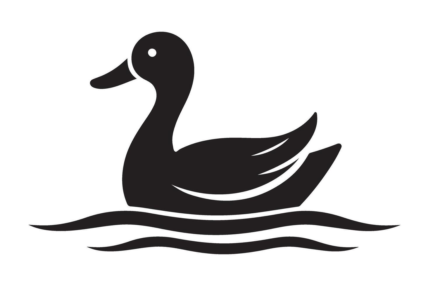 Simple silhouette illustration of a duck swimming in the water vector