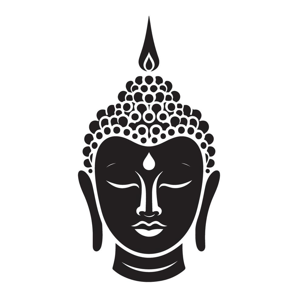 Silhouette of serene buddha head art illustration image vector
