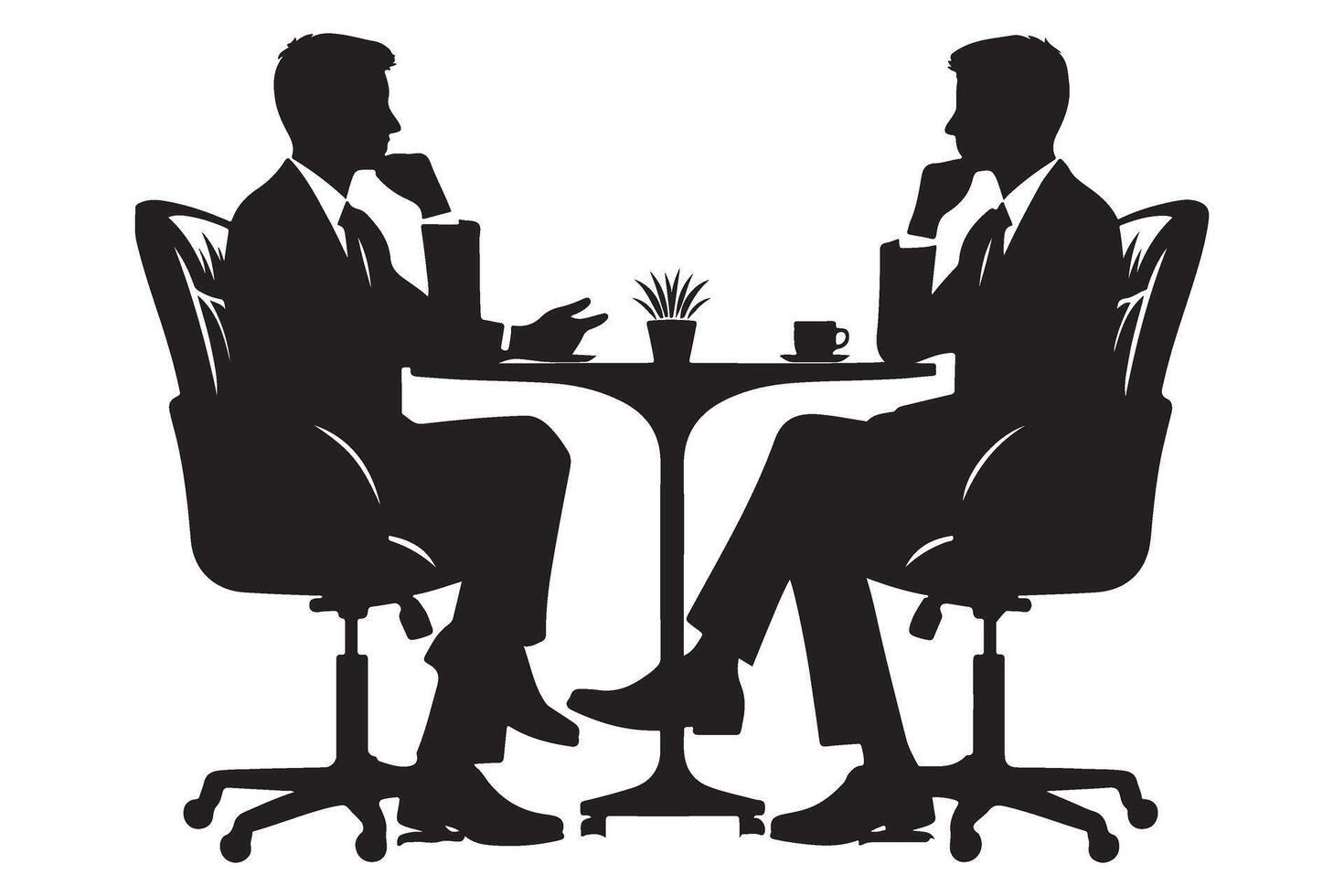 Business Meeting Silhouette Illustration Two Men Discussing Deal vector
