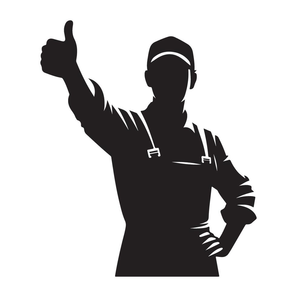 Tradesman Thumbs Up Silhouette Art Image Illustration vector