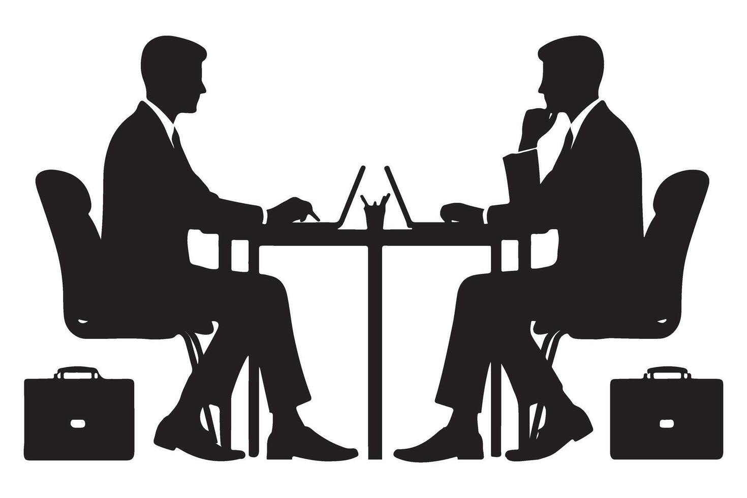 Business Meeting Silhouette Illustration Collaboration and Discussion vector