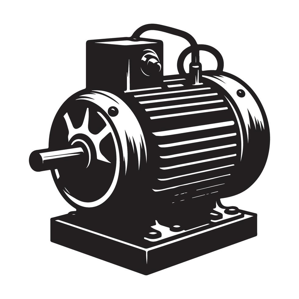 Industrial Electric Motor Silhouette Illustration Design vector