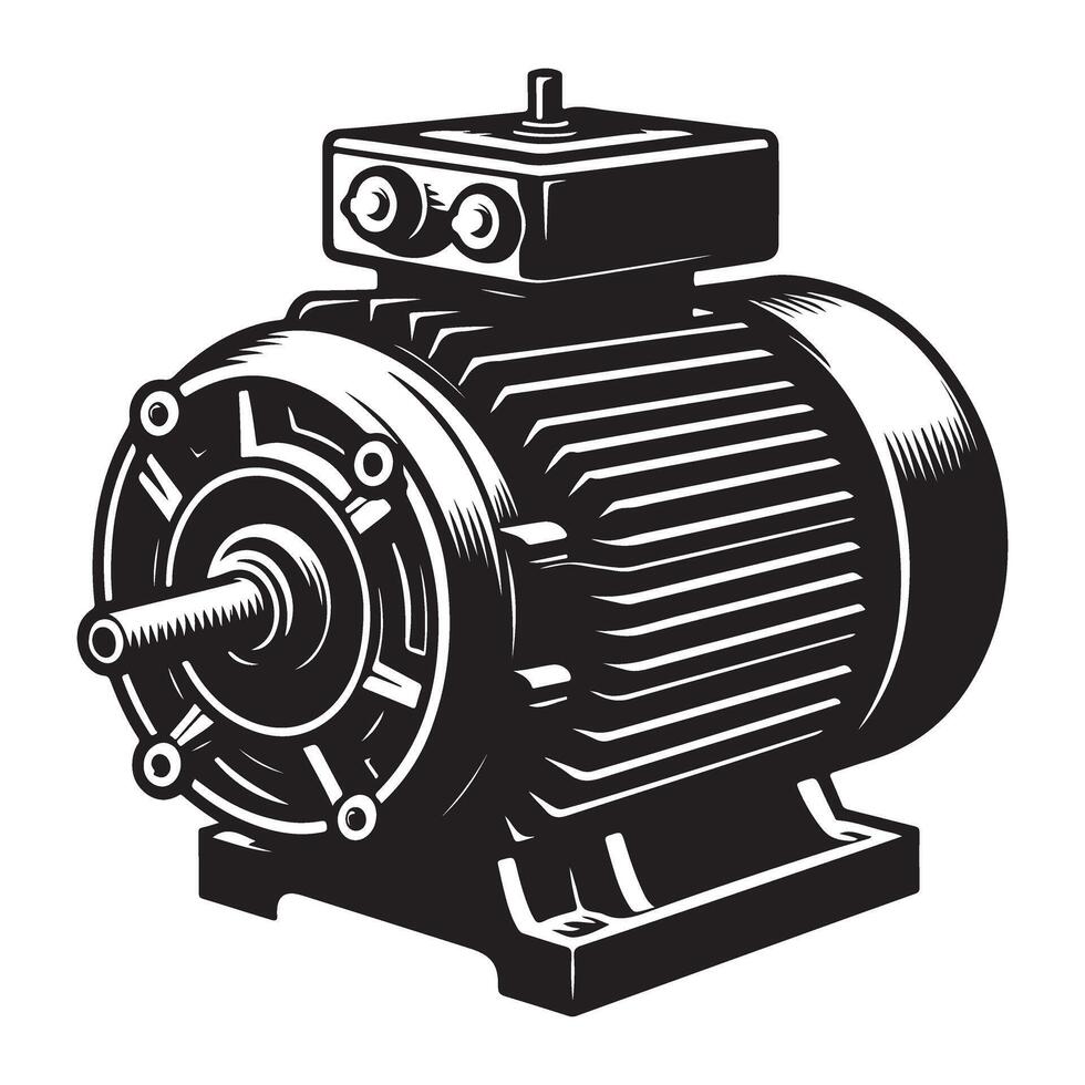 Electric motor detailed illustration for engineering and design vector