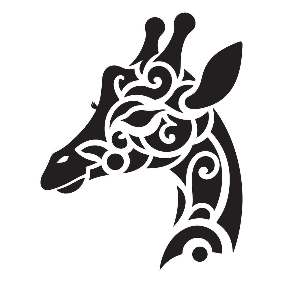 Ornate Giraffe Silhouette Illustration for Artistic Design and Decoration Projects vector