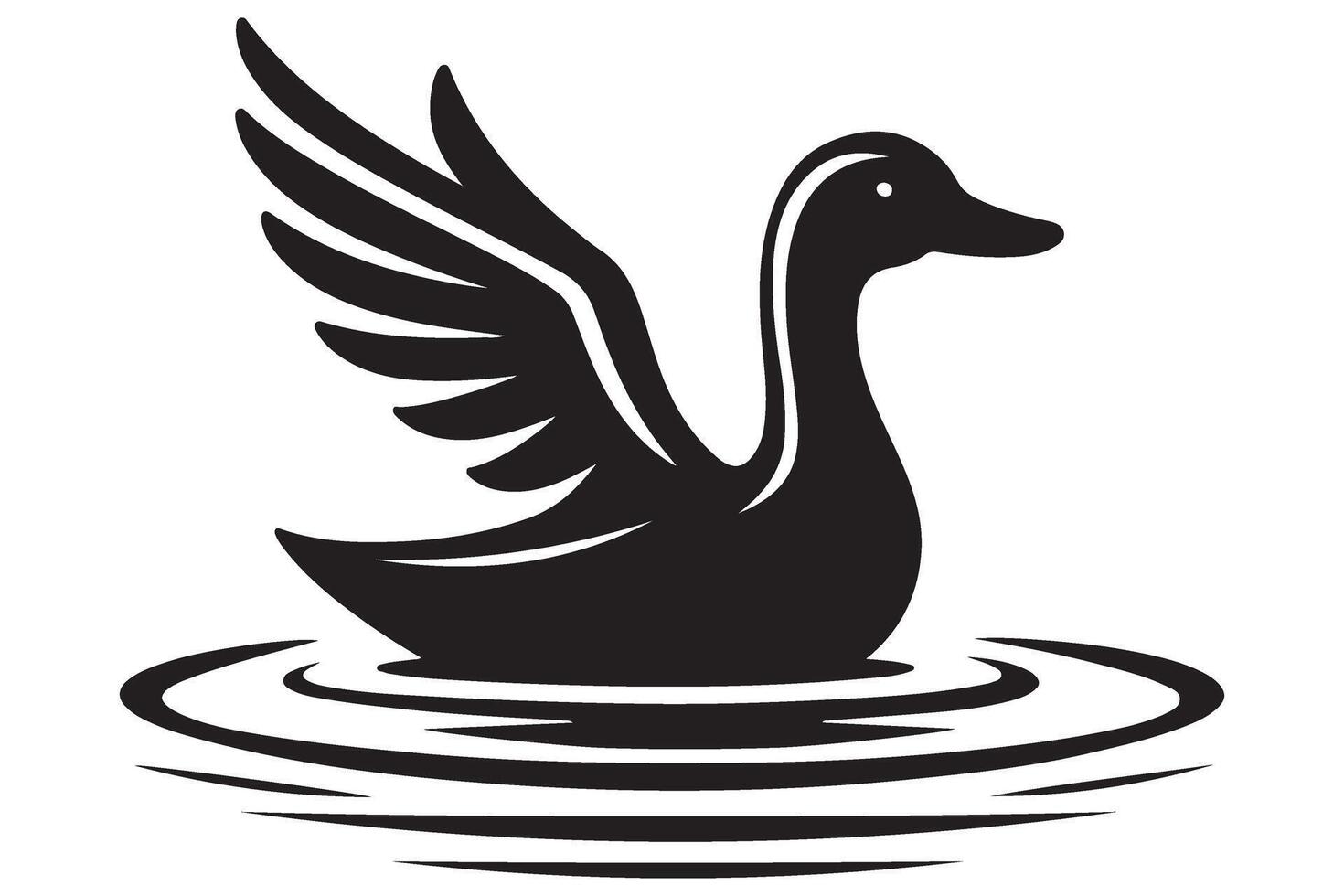 Elegant Duck Silhouette Floating Peacefully on the Water Art vector