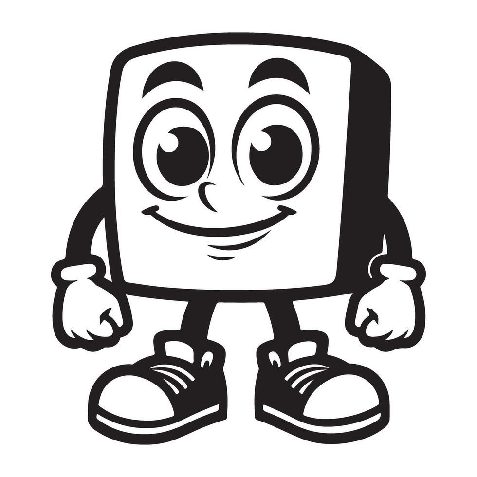 Cute Square Character Graphic Illustration for Kids and Business Use vector
