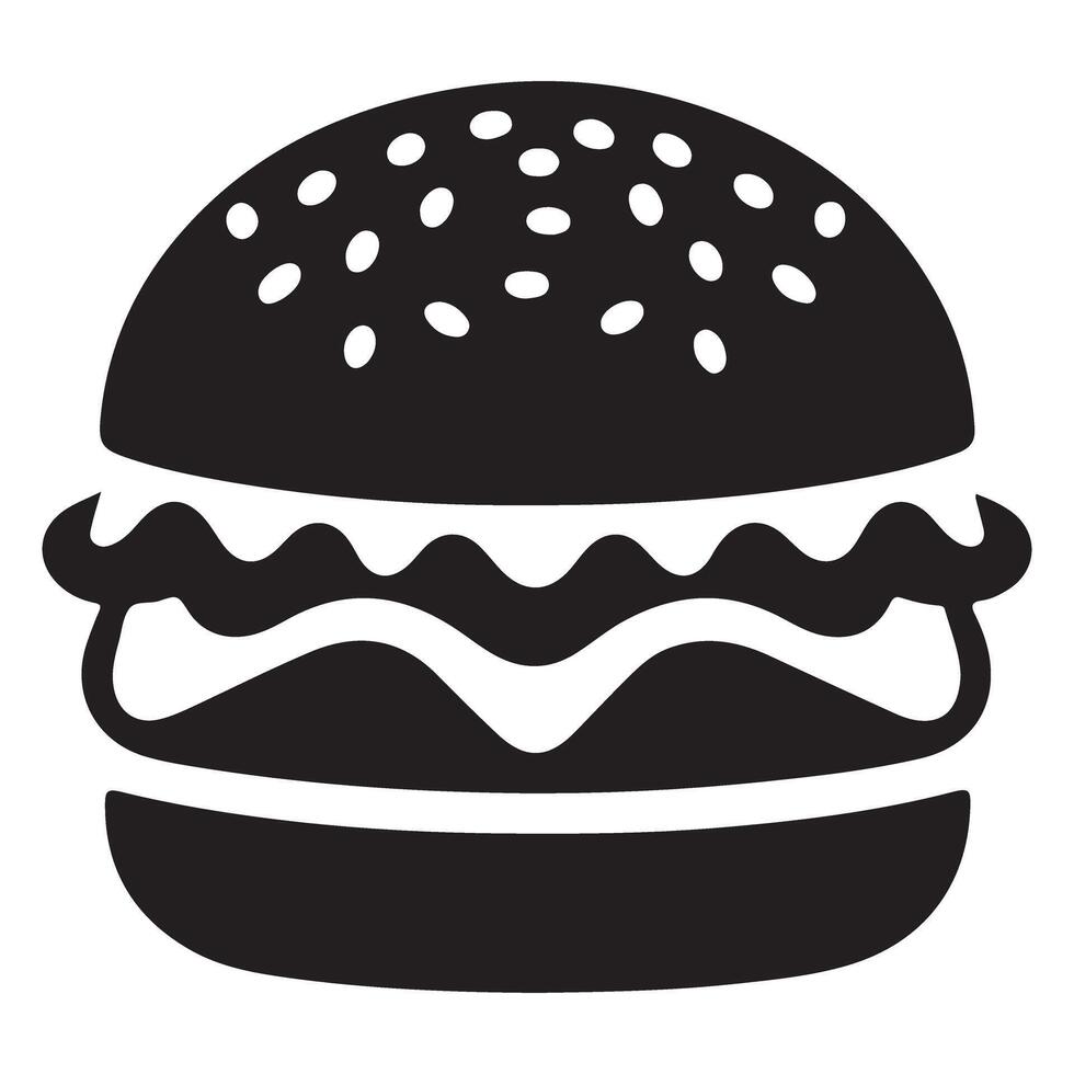 Delicious Hamburger Silhouette Illustration Food Fast Food Design vector