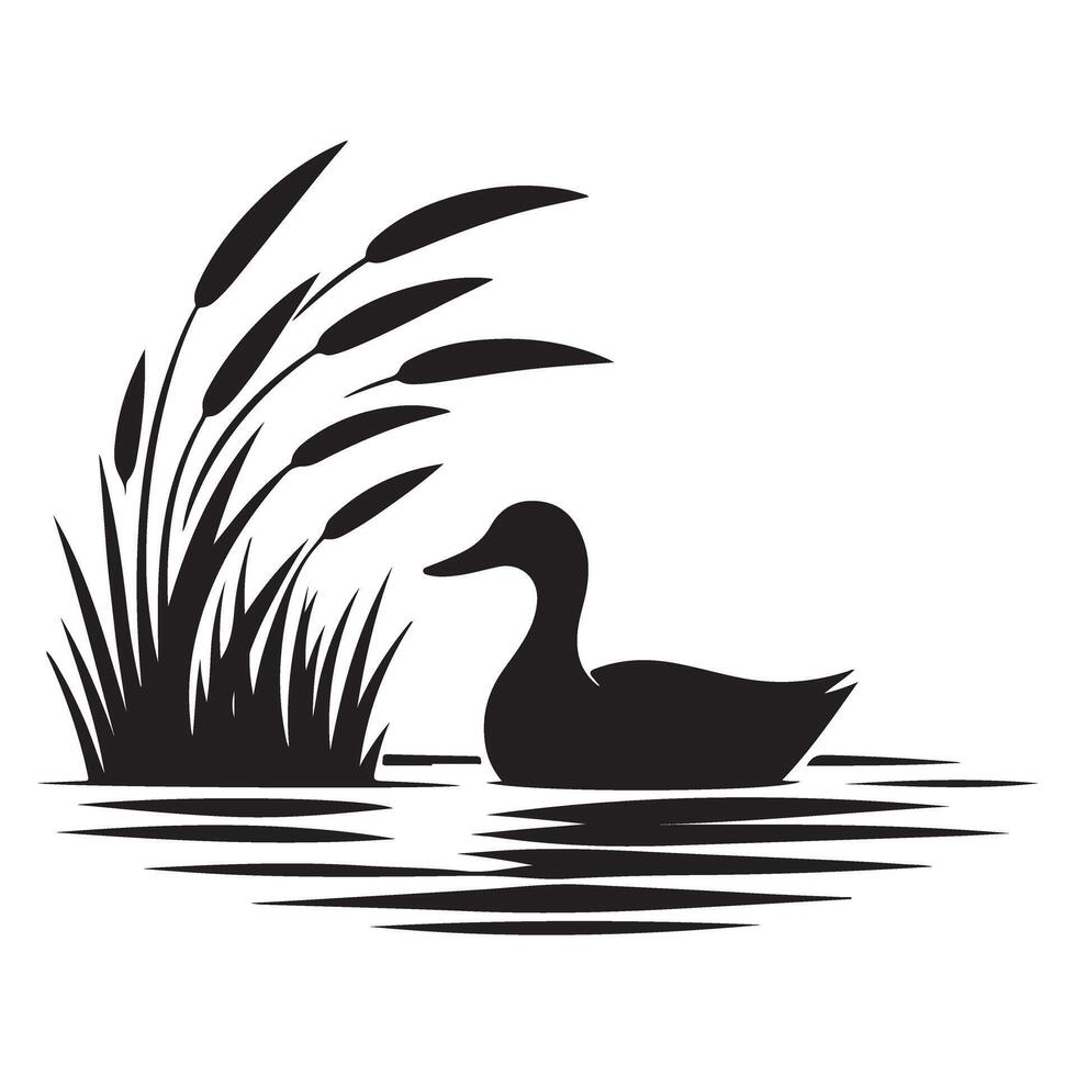 Elegant Duck Silhouette Illustration For Nature And Wildlife Projects vector