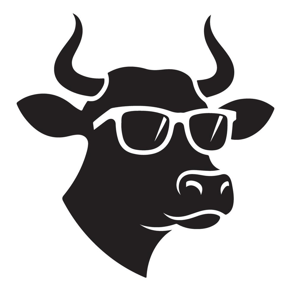 Cool cow with sunglasses art illustration image design vector