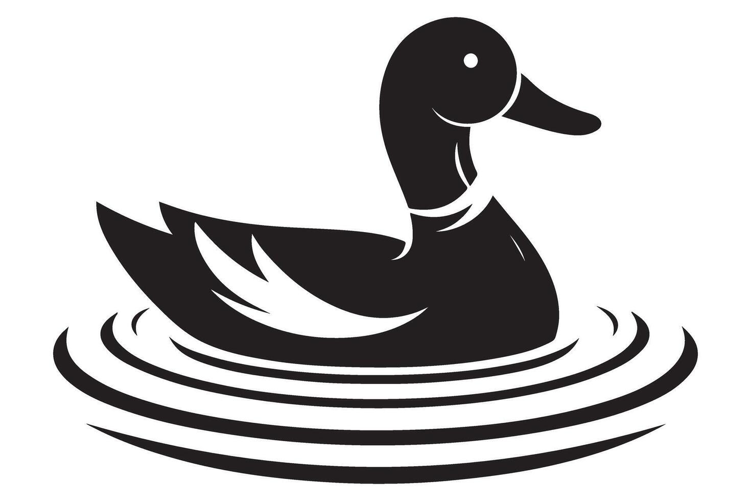 Elegant Duck Swimming in Water Silhouette Illustration vector