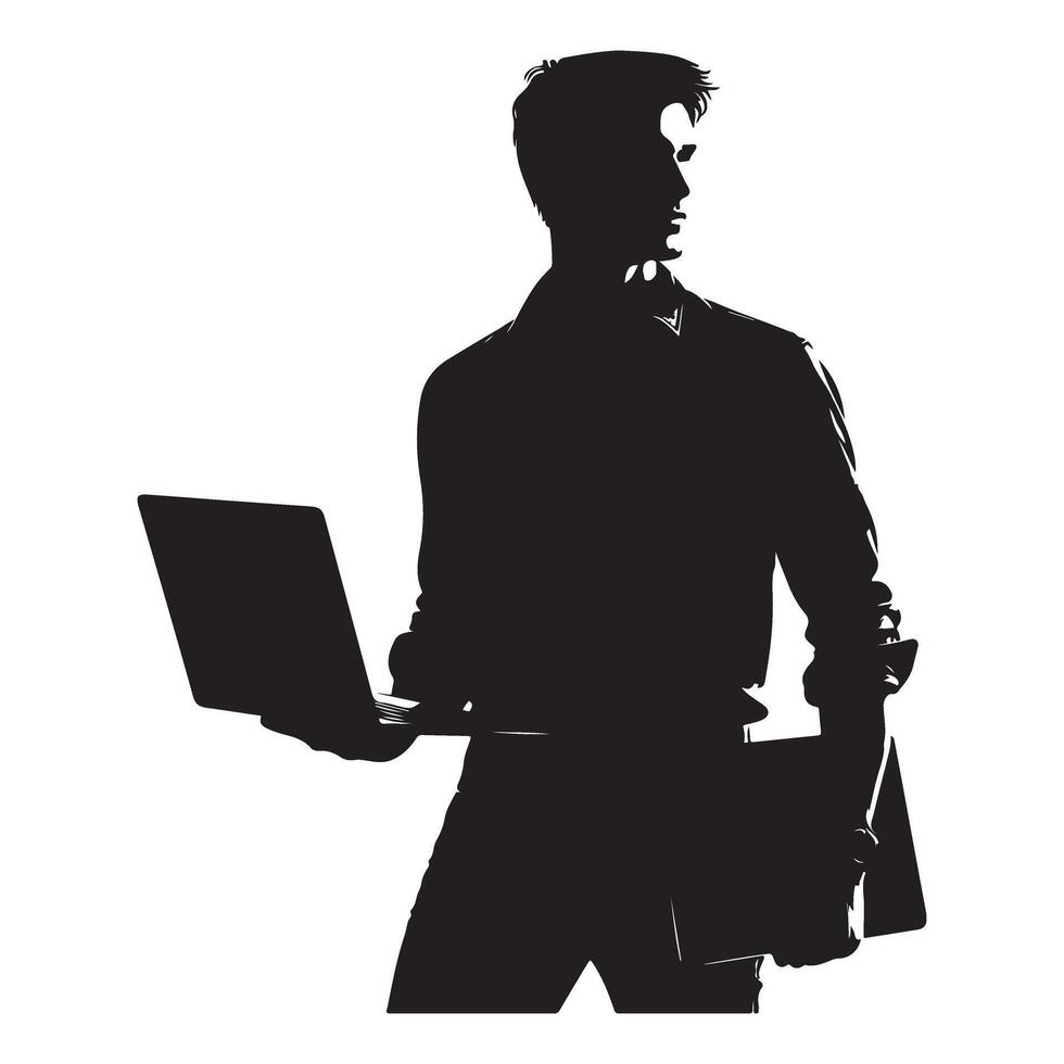 Dynamic Professional Man Silhouette for Modern Business Designs vector