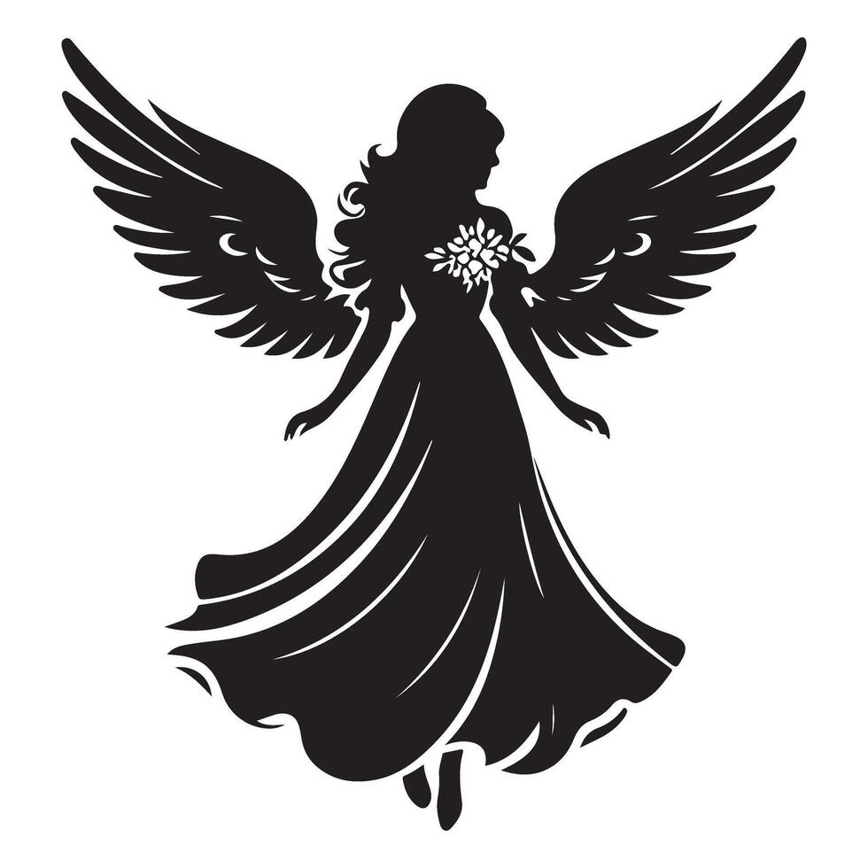 Elegant angel silhouette with wings graphic design illustration vector