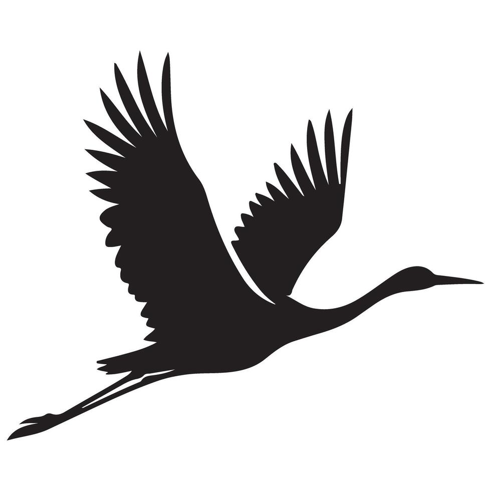 Crane Bird Silhouette in Flight An Artistic Graphic Image vector