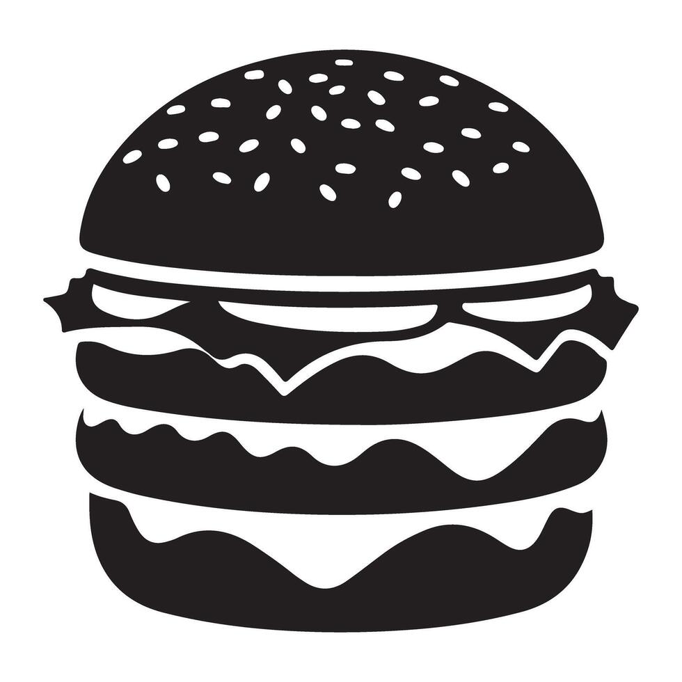 Delicious Double Patty Burger with Sesame Seeds Illustration vector