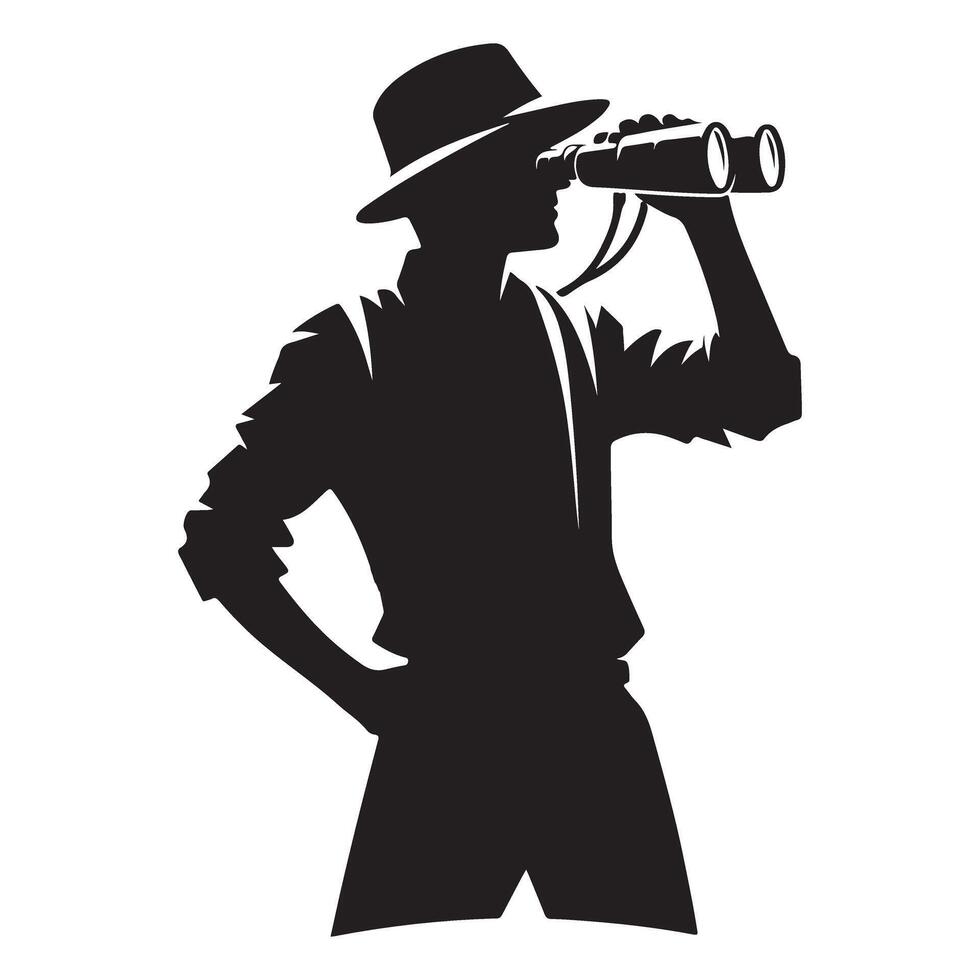 Intrepid Prospector Silhouette Using Binoculars Scanning the Horizon vector