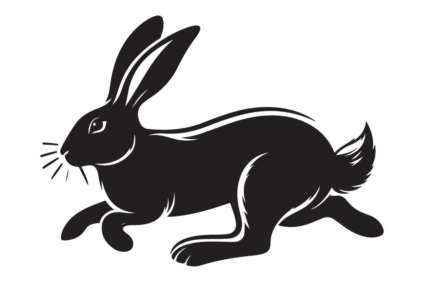 Running rabbit silhouette illustration for playful design projects vector