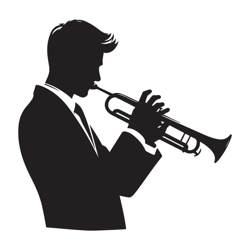 Silhouette Trumpet Player Illustration for Jazz Music Performance and Concerts vector