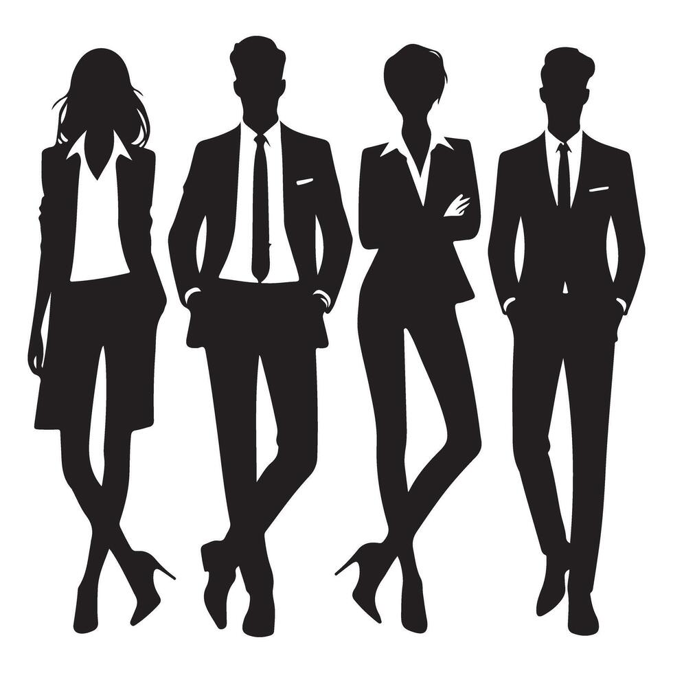 Professional Business Team Silhouette Graphic for Corporate Designs vector