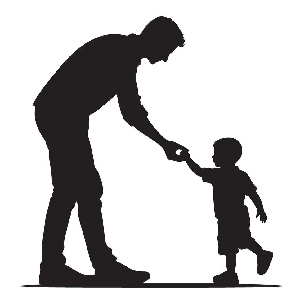 Father and Son Silhouette Sharing a Loving Moment Illustration vector