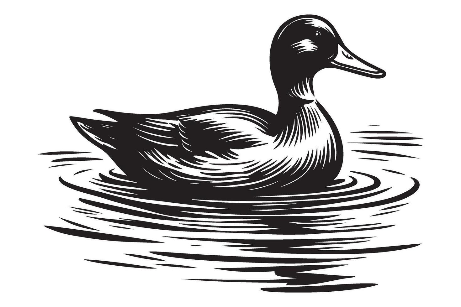 Duck silhouette on water illustration pond tranquility scene vector