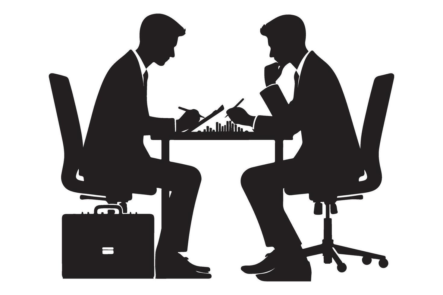 Silhouette of Businessmen meeting illustration reviewing business strategy vector