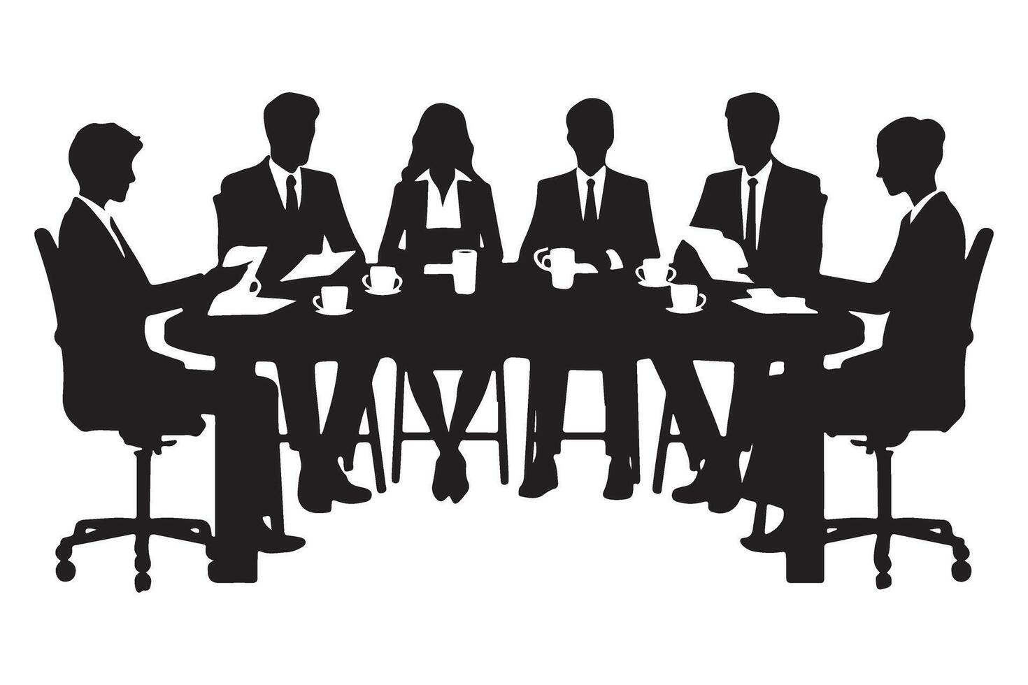 Business Meeting Silhouette Illustration for Teamwork Collaboration Success vector