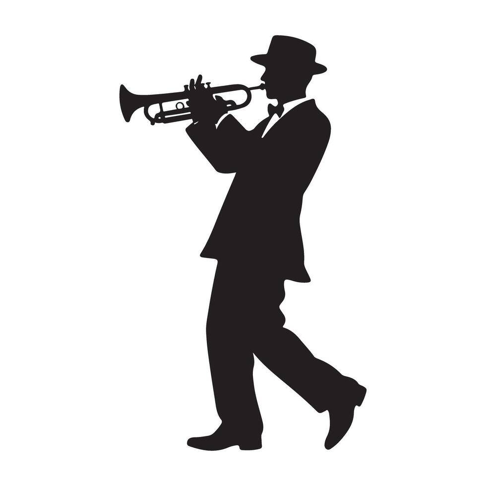 Jazz Musician Silhouette Captivating Trumpet Player Illustration vector