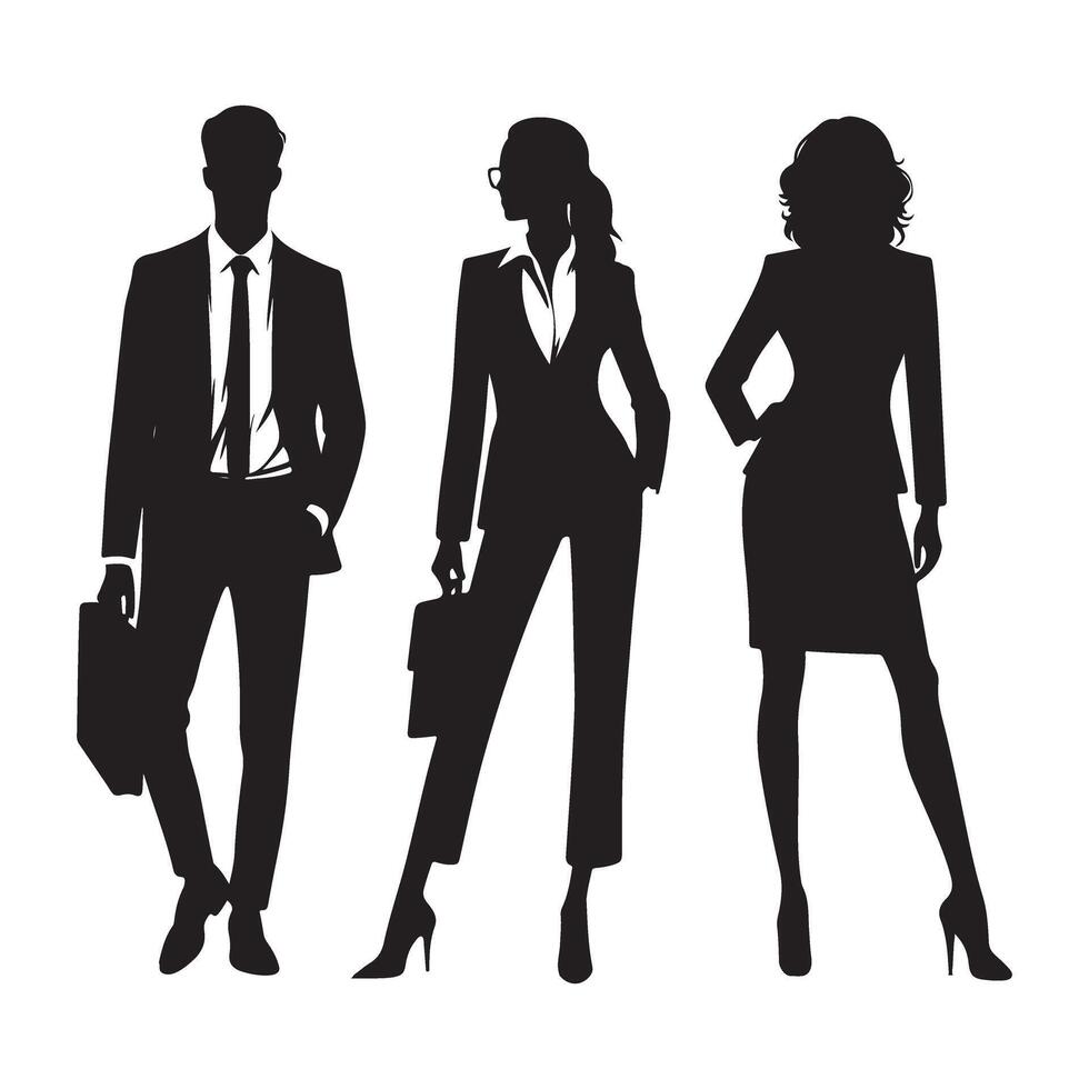 Professional Business People Silhouettes Illustration for Your Design vector