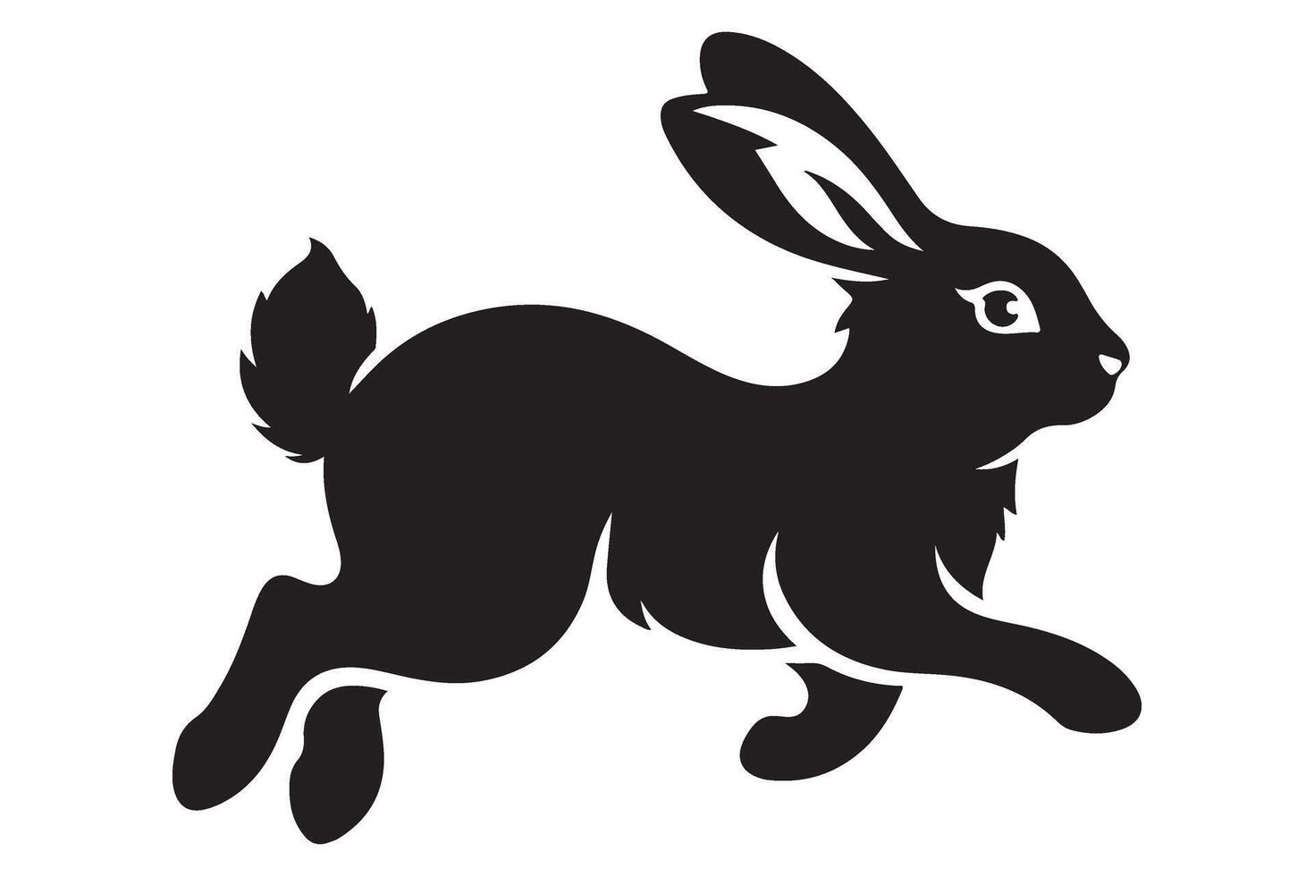 Running rabbit silhouette illustration for dynamic animal designs vector
