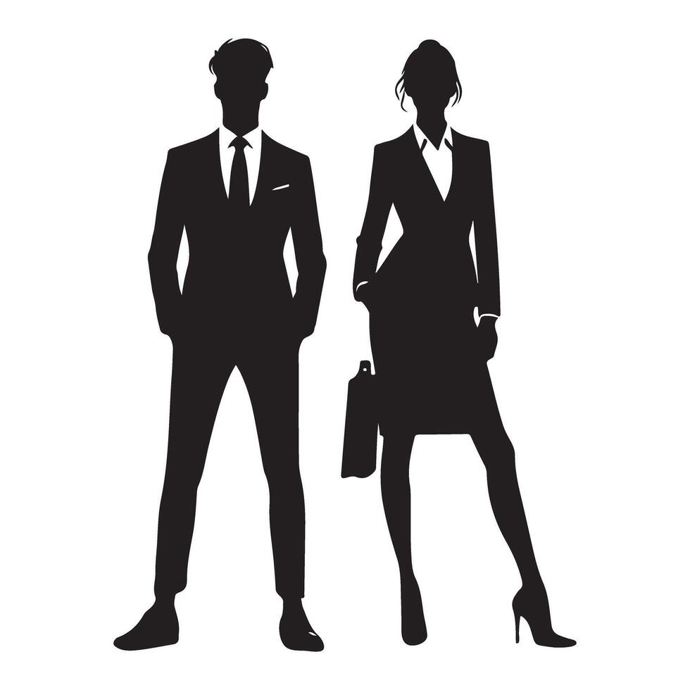 Silhouette professional business people standing confident illustration in design vector