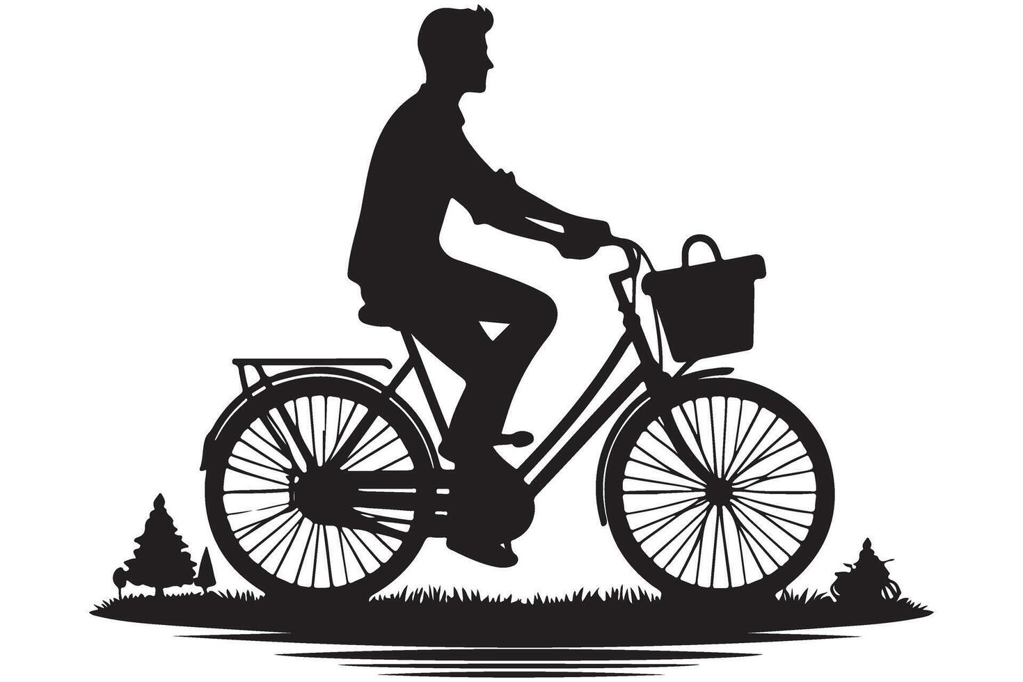 Silhouette Illustration of Man Riding Bicycle Healthy Lifestyle and Exercise vector