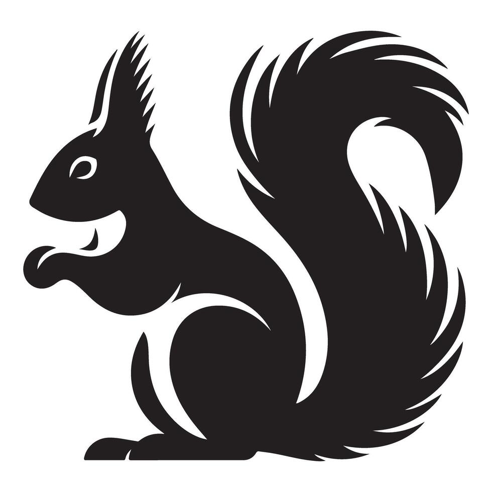Cute Squirrel Silhouette Holding Nut Graphics for Designers vector