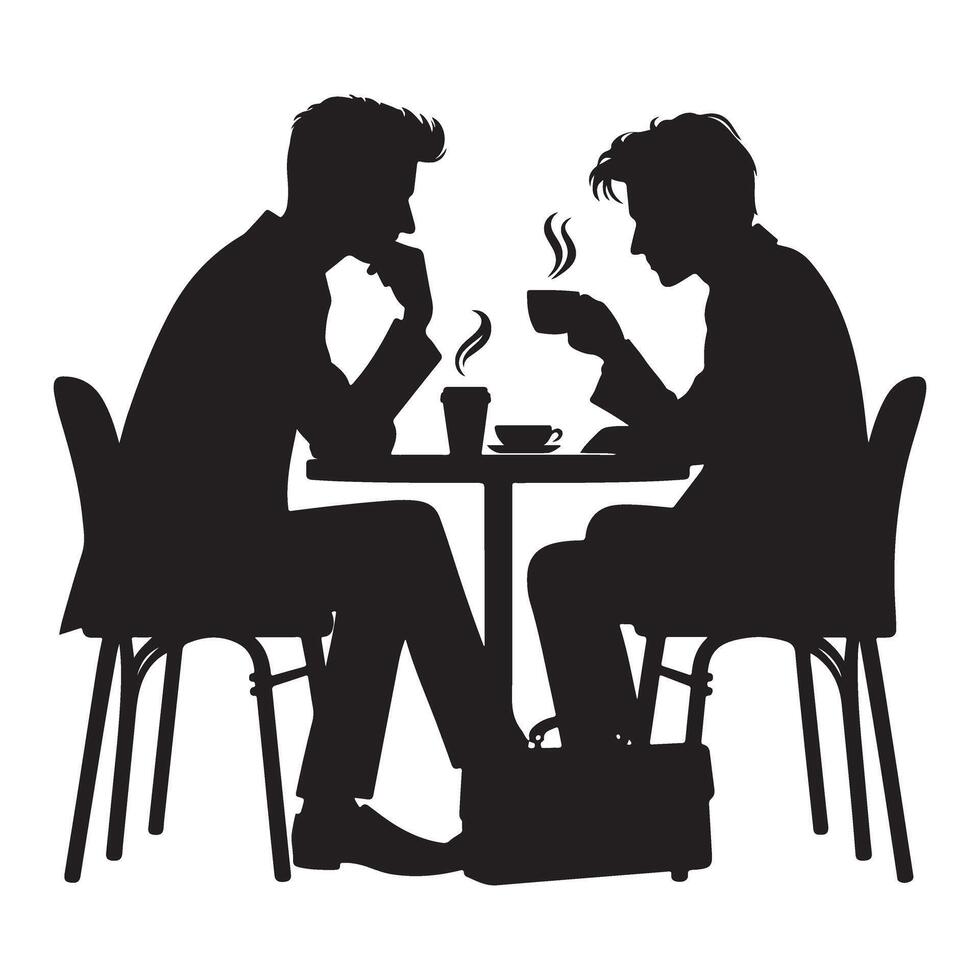 Silhouette business coffee break meeting illustration conversation vector