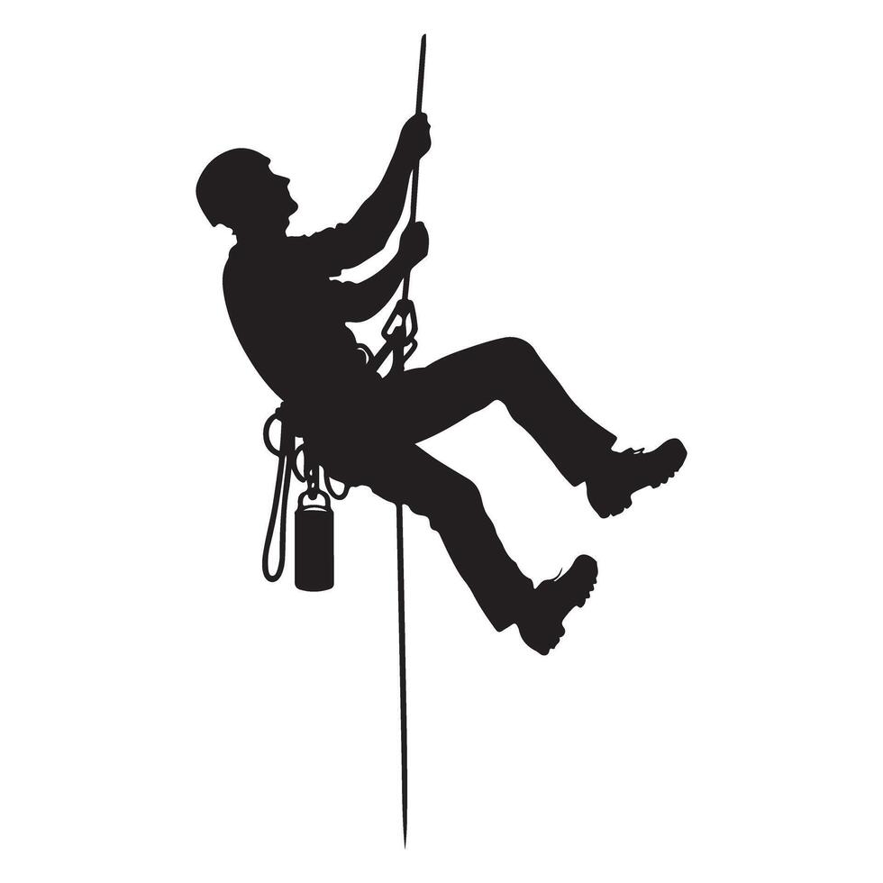 Climber Rappelling Silhouette Illustration for Adventurous Designs vector