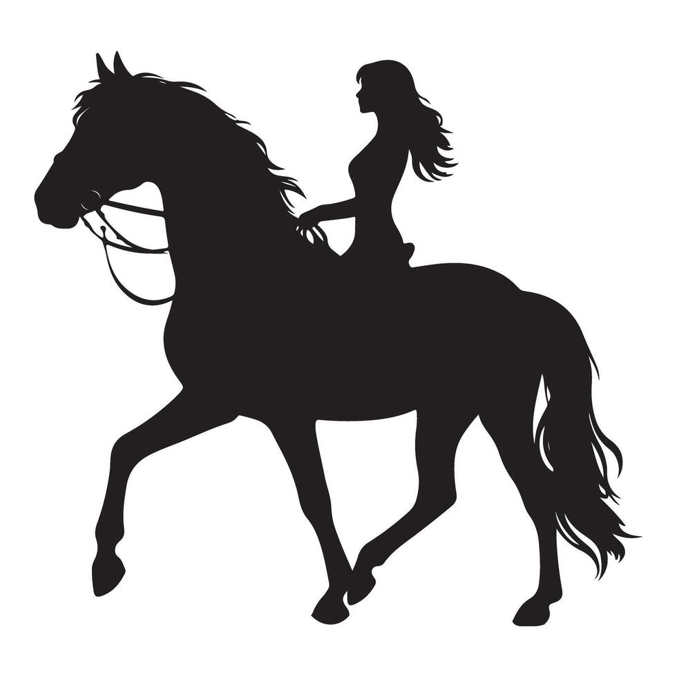 Elegant Woman Riding Horse Silhouette for Equestrian Enthusiasts vector