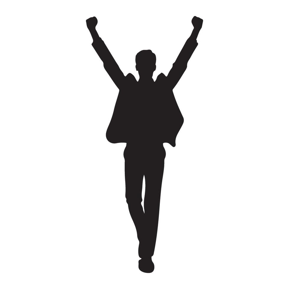 Silhouette Celebrating Success Illustration Man with Arms Raised Triumphantly vector