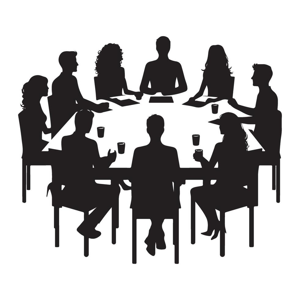 Silhouette Meeting Illustration Business Conference for Team Collaboration Project vector