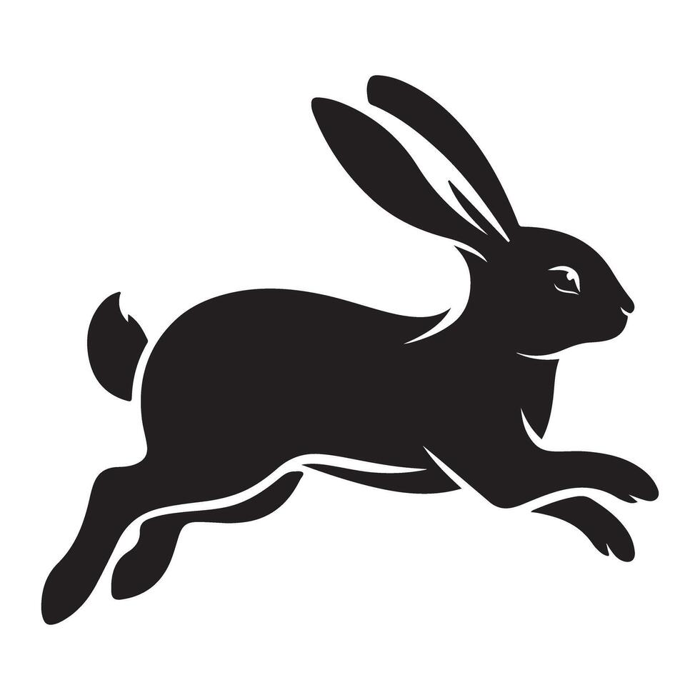 Leaping Rabbit Silhouette Hare Running Art Illustration Design vector