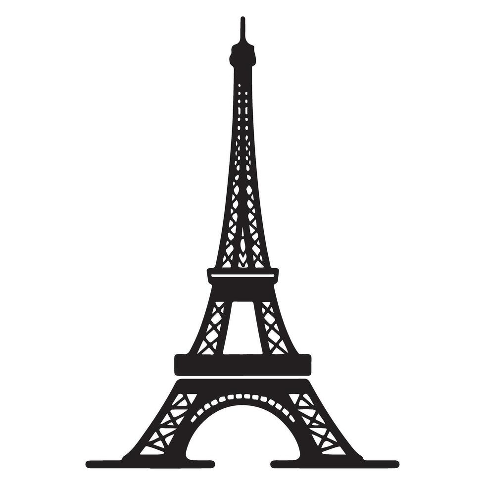 Black Eiffel Tower Illustration Landmark of Paris France vector