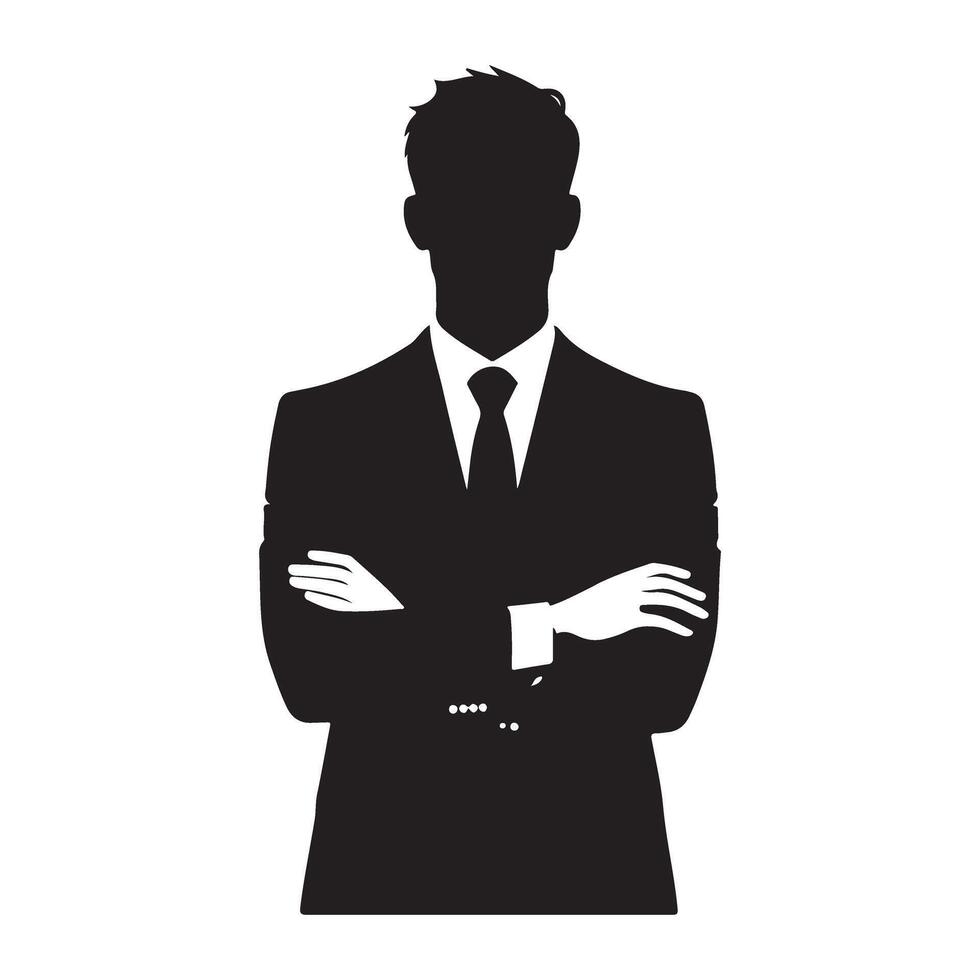 Professional businessman silhouette with arms crossed illustration vector