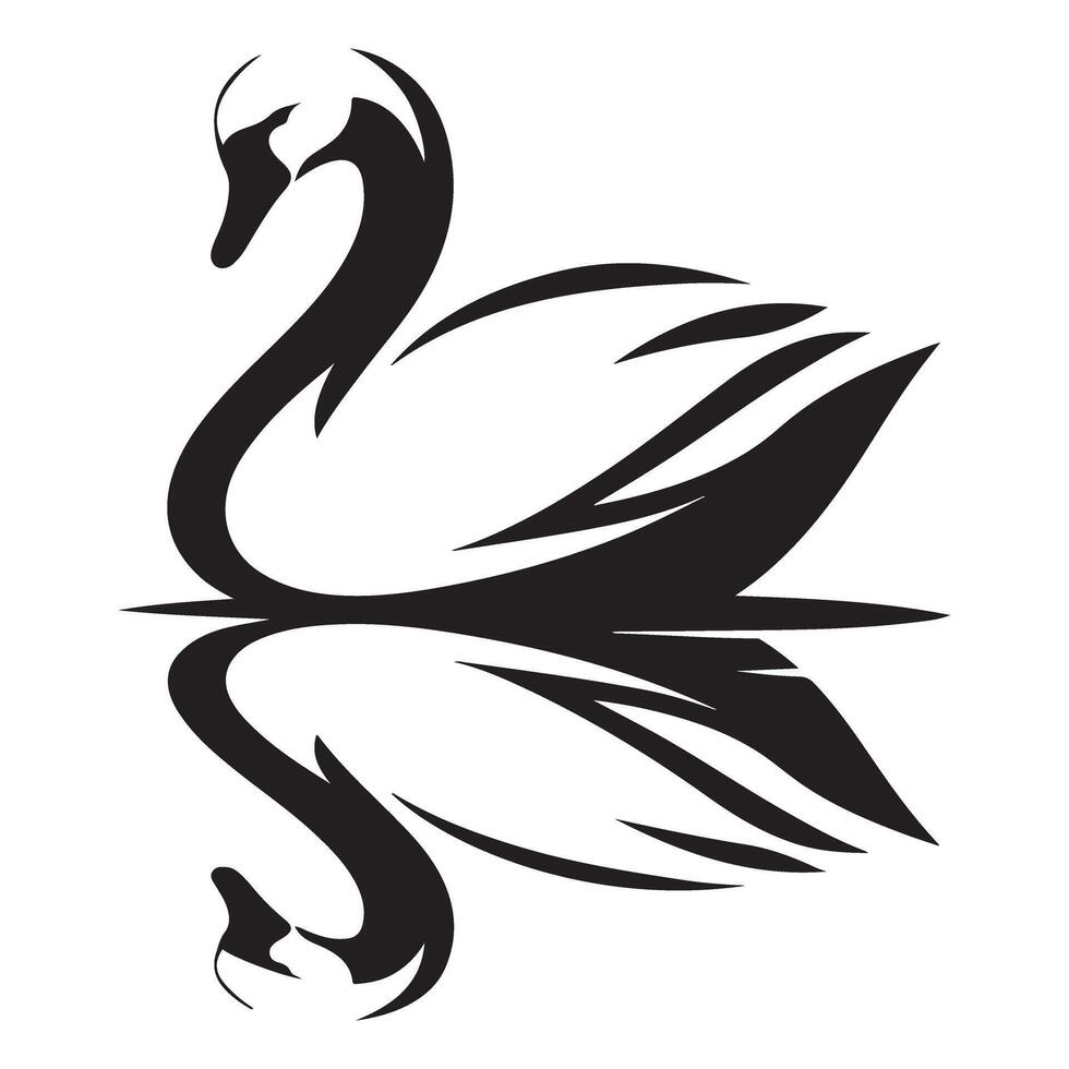 Elegant Swan Silhouette Graceful Bird Reflection Symbol Beauty and Purity vector