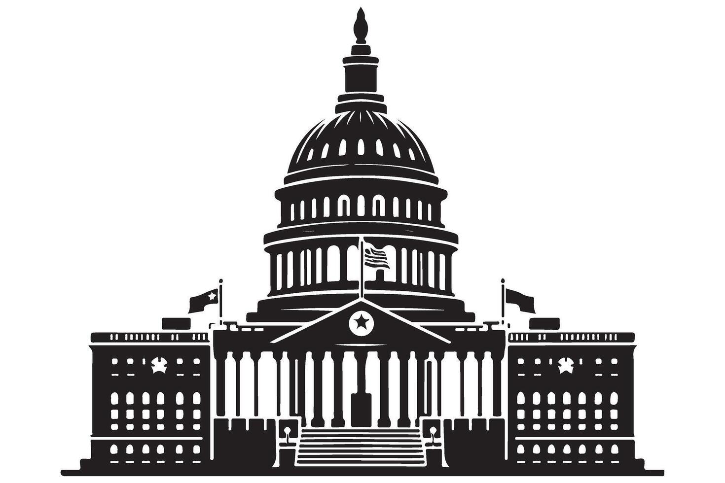 Silhouette of US Capitol Building Symbol of American Democracy vector
